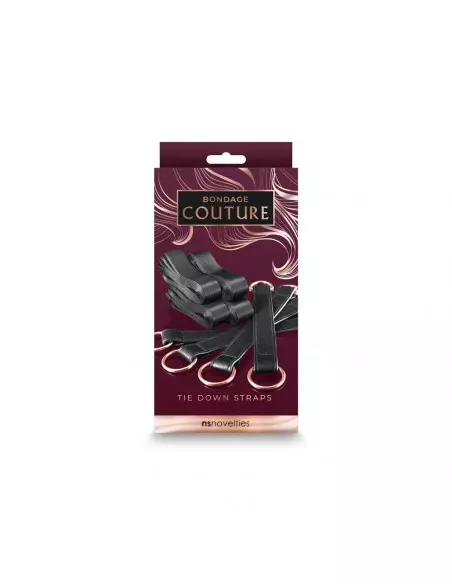 Bondage Couture - Tie Down Straps - Black Kötöző Bilincsek - Kötözők NS Toys
