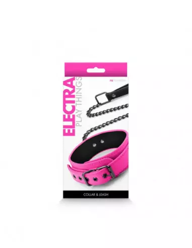 Electra - Collar & Leash - Pink Nyakörv Pórázzal Nyakörv és póráz NS Toys
