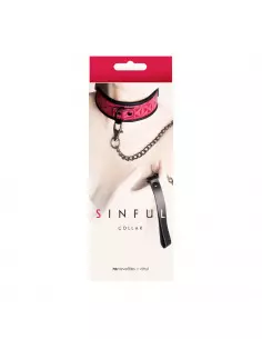 Sinful Collar Pink Nyakörv Pórázzal Nyakörv és póráz NS Toys