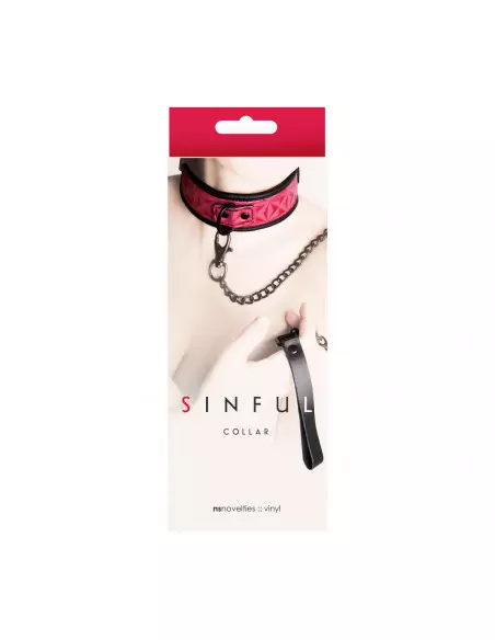 Sinful Collar Pink Nyakörv Pórázzal Nyakörv és póráz NS Toys