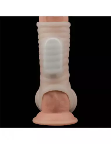 Vibrating Silk Knights Ring with Scrotum Sleeve (White) III Mandzsetta Péniszgyűrűk - Mandzsetták Lovetoy