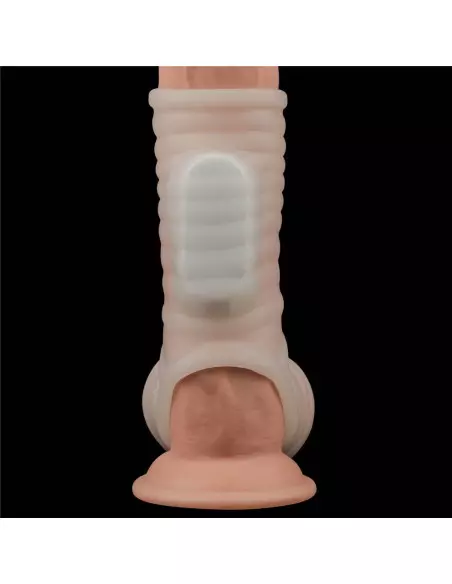 Vibrating Silk Knights Ring with Scrotum Sleeve (White) III Mandzsetta Péniszgyűrűk - Mandzsetták Lovetoy Vibrating Silk Knights Ring with Scrotum Sleeve (White) III Mandzsetta Péniszgyűrűk - Mandzsetták Lovetoy