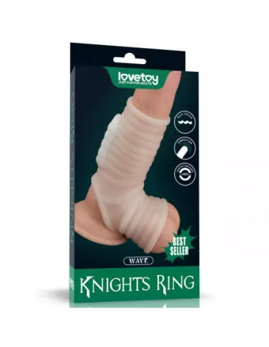 Vibrating Silk Knights Ring with Scrotum Sleeve (White) III Mandzsetta Péniszgyűrűk - Mandzsetták Lovetoy