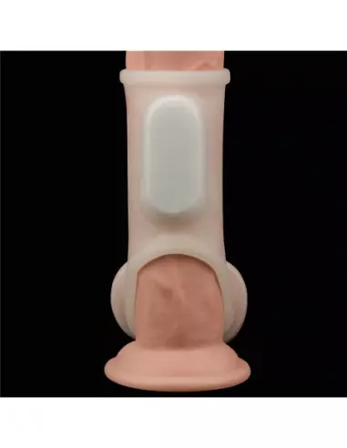 Vibrating Silk Knights Ring with Scrotum Sleeve (White) I Mandzsetta Péniszgyűrűk - Mandzsetták Lovetoy