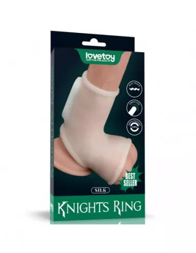 Vibrating Silk Knights Ring with Scrotum Sleeve (White) I Mandzsetta Péniszgyűrűk - Mandzsetták Lovetoy