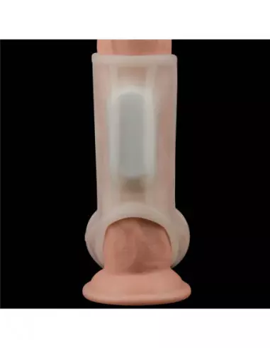 Vibrating Silk Knights Ring with Scrotum Sleeve (White) II Mandzsetta Péniszgyűrűk - Mandzsetták Lovetoy