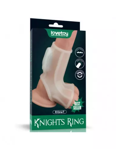 Vibrating Silk Knights Ring with Scrotum Sleeve (White) II Mandzsetta Péniszgyűrűk - Mandzsetták Lovetoy