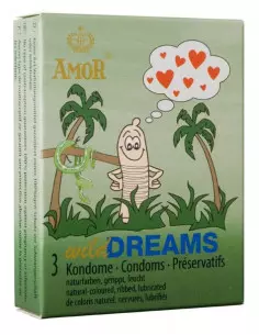 AMOR Wild Dreams 3 db-os Bordázott Óvszer Óvszerek Amor