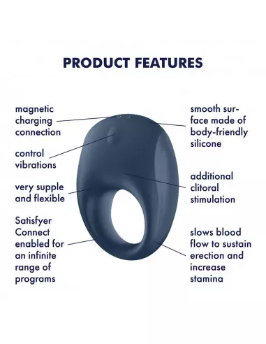 Strong One Péniszgyűrű Okos vibrátorok Satisfyer
