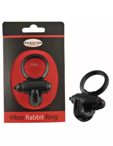 Malesation Vibro Rabbit Ring Black Péniszgyűrű Péniszgyűrűk - Mandzsetták Malesation