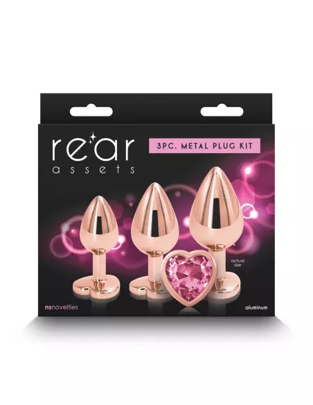 Rear Assets - Rose Gold - Pink Heart Fenékdugó Szett Szettek (segédeszközök) NS Toys Rear Assets - Rose Gold - Pink Heart Fenékdugó Szett Szettek (segédeszközök) NS Toys