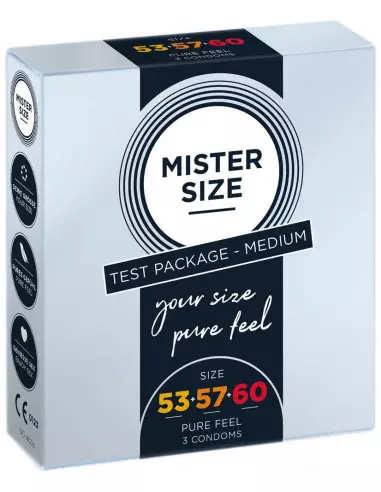 MISTER SIZE - 53-57-60 mm-es Óvszer Csomag 3 DB Óvszerek Mister Size