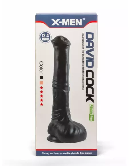 X-MEN David 12.4" Cock Black Dildó Dongok - Dildók X-Men