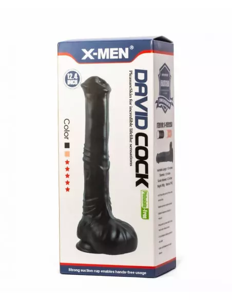 X-MEN David 12.4" Cock Black Dildó Dongok - Dildók X-Men