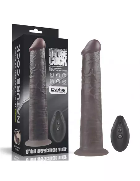 10'' Dual Layered Silicone Rotator Brown Vibrátor Realisztikus vibrátorok Lovetoy