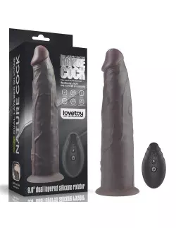 9'' Dual Layered Silicone Rotator Brown Vibrátor Realisztikus vibrátorok Lovetoy