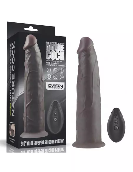 9'' Dual Layered Silicone Rotator Brown Vibrátor Realisztikus vibrátorok Lovetoy