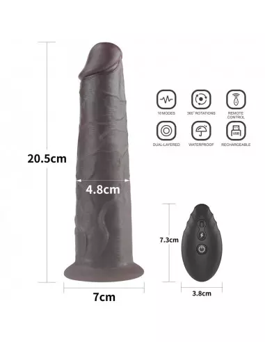 8'' Dual Layered Silicone Rotator Brown Vibrátor Realisztikus vibrátorok Lovetoy