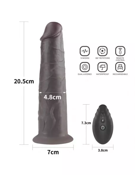 8'' Dual Layered Silicone Rotator Brown Vibrátor Realisztikus vibrátorok Lovetoy