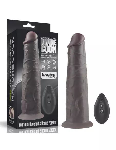 8'' Dual Layered Silicone Rotator Brown Vibrátor Realisztikus vibrátorok Lovetoy