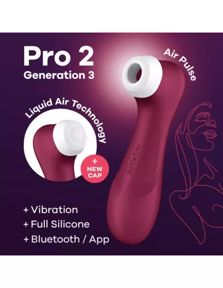 Pro 2 Generation 3 with Liquid Air Wine Red Okos Csiklóizgató Okos vibrátorok Satisfyer Pro 2 Generation 3 with Liquid Air Wine Red Okos Csiklóizgató Okos vibrátorok Satisfyer