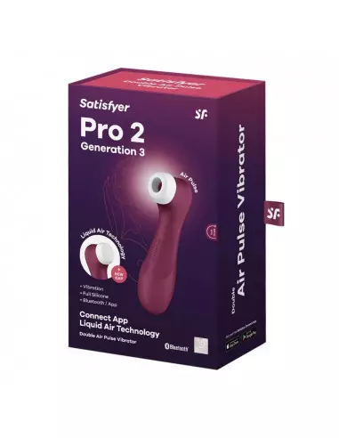 Pro 2 Generation 3 with Liquid Air Wine Red Okos Csiklóizgató Okos vibrátorok Satisfyer