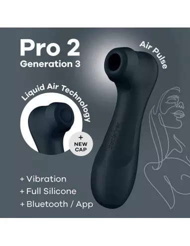 Pro 2 Generation 3 with Liquid Air Black Okos Csiklóizgató Okos vibrátorok Satisfyer