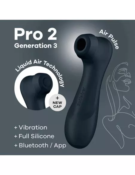 Pro 2 Generation 3 with Liquid Air Black Okos Csiklóizgató Okos vibrátorok Satisfyer Pro 2 Generation 3 with Liquid Air Black Okos Csiklóizgató Okos vibrátorok Satisfyer