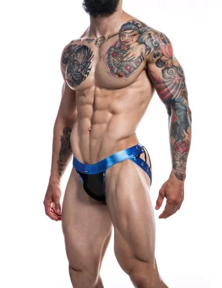 C4M-Desire Jockstrap-BlueLeatherette XL Férfi Alsó Férfi ruházat Cut4Men