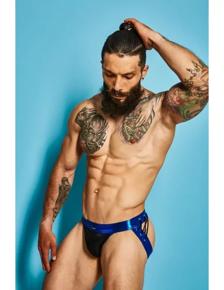C4M-Desire Jockstrap Blue Leatherette L Férfi Alsó Férfi ruházat Cut4Men