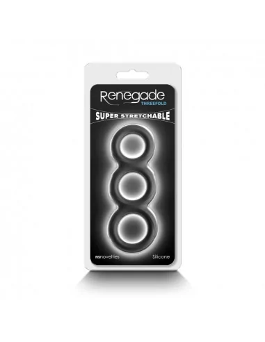 Renegade - Threefold - Black Péniszgyűrű Péniszgyűrűk - Mandzsetták NS Toys