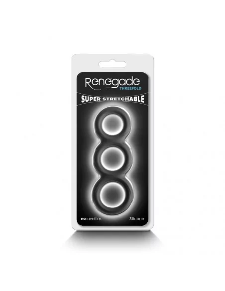 Renegade - Threefold - Black Péniszgyűrű Péniszgyűrűk - Mandzsetták NS Toys