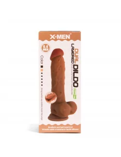 X-MEN 8.4 inch Dual Layered Brown Dildó Dongok - Dildók Outlet