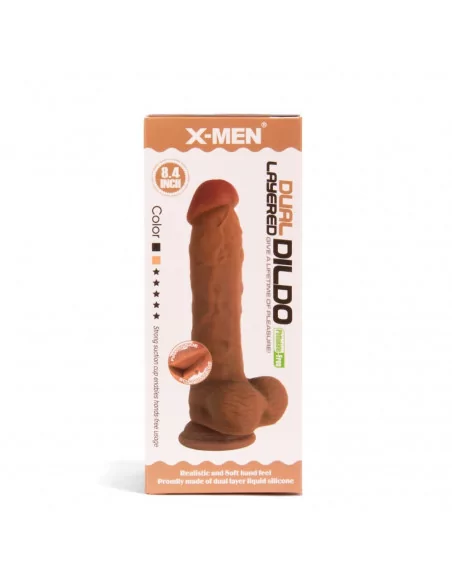 X-MEN 8.4 inch Dual Layered Brown Dildó Dongok - Dildók Outlet