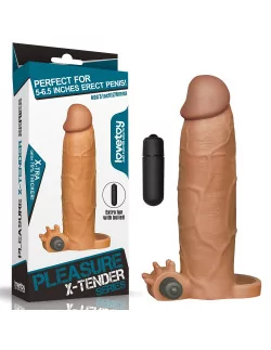 Pleasure X-Tender Vibrating 6 Brown Péniszköpeny Péniszköpenyek - Hosszabítók Lovetoy