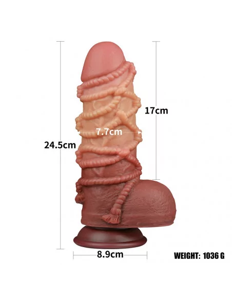 9.5'' Dual layered Platinum Silicone Cock with Rope Dildó Dongok - Dildók Lovetoy