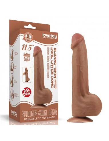 11.5'' King Sized Sliding Skin Dual Layer Brown Dildó Dongok - Dildók Lovetoy