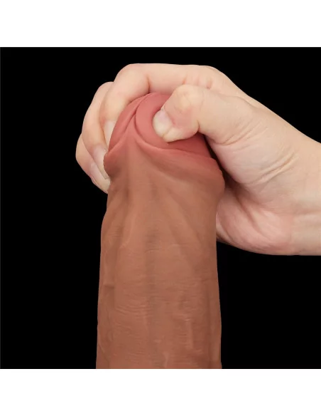11.5'' King Sized Sliding Skin Dual Layer Brown Dildó Dongok - Dildók Lovetoy