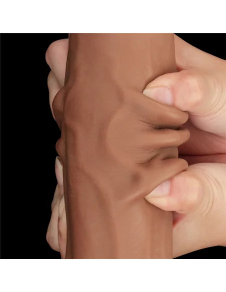 11.5'' King Sized Sliding Skin Dual Layer Brown Dildó Dongok - Dildók Lovetoy