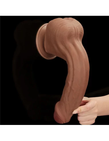 11.5'' King Sized Sliding Skin Dual Layer Brown Dildó Dongok - Dildók Lovetoy