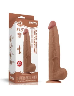 13.5'' King Sized Sliding Skin Dual Layer Brown Dildó Dongok - Dildók Lovetoy