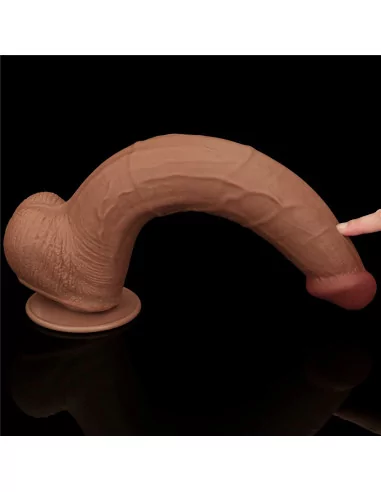13.5'' King Sized Sliding Skin Dual Layer Brown Dildó Dongok - Dildók Lovetoy