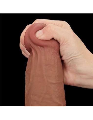 13.5'' King Sized Sliding Skin Dual Layer Brown Dildó Dongok - Dildók Lovetoy
