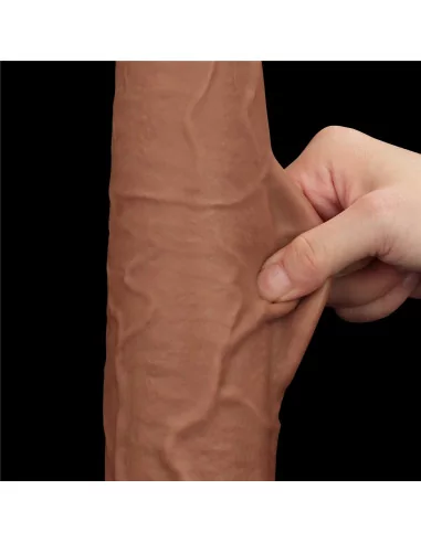 13.5'' King Sized Sliding Skin Dual Layer Brown Dildó Dongok - Dildók Lovetoy