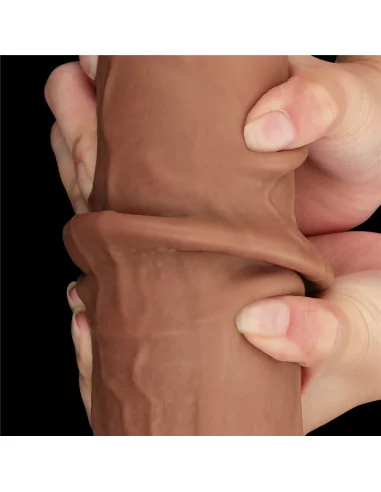 13.5'' King Sized Sliding Skin Dual Layer Brown Dildó Dongok - Dildók Lovetoy