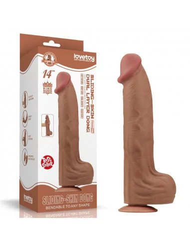 14'' King Sized Sliding Skin Dual Layer Brown Dildó Dongok - Dildók Lovetoy