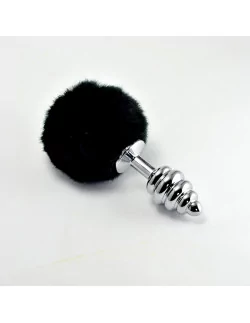Spiral Pompon Metal Black Fenékdugó Fenékdugók Lovetoy