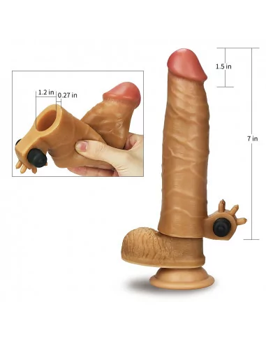 Add 1.5" Vibrating Silicone Extender Brown Péniszköpeny Péniszköpenyek - Hosszabítók Lovetoy