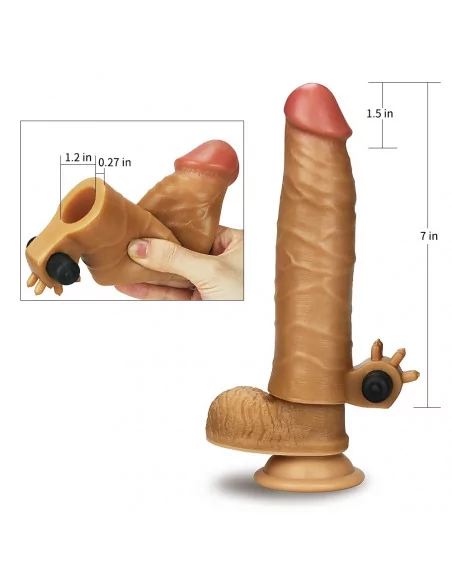 Add 1.5" Vibrating Silicone Extender Brown Péniszköpeny Péniszköpenyek - Hosszabítók Lovetoy