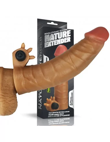 Add 1.5" Vibrating Silicone Extender Brown Péniszköpeny Péniszköpenyek - Hosszabítók Lovetoy